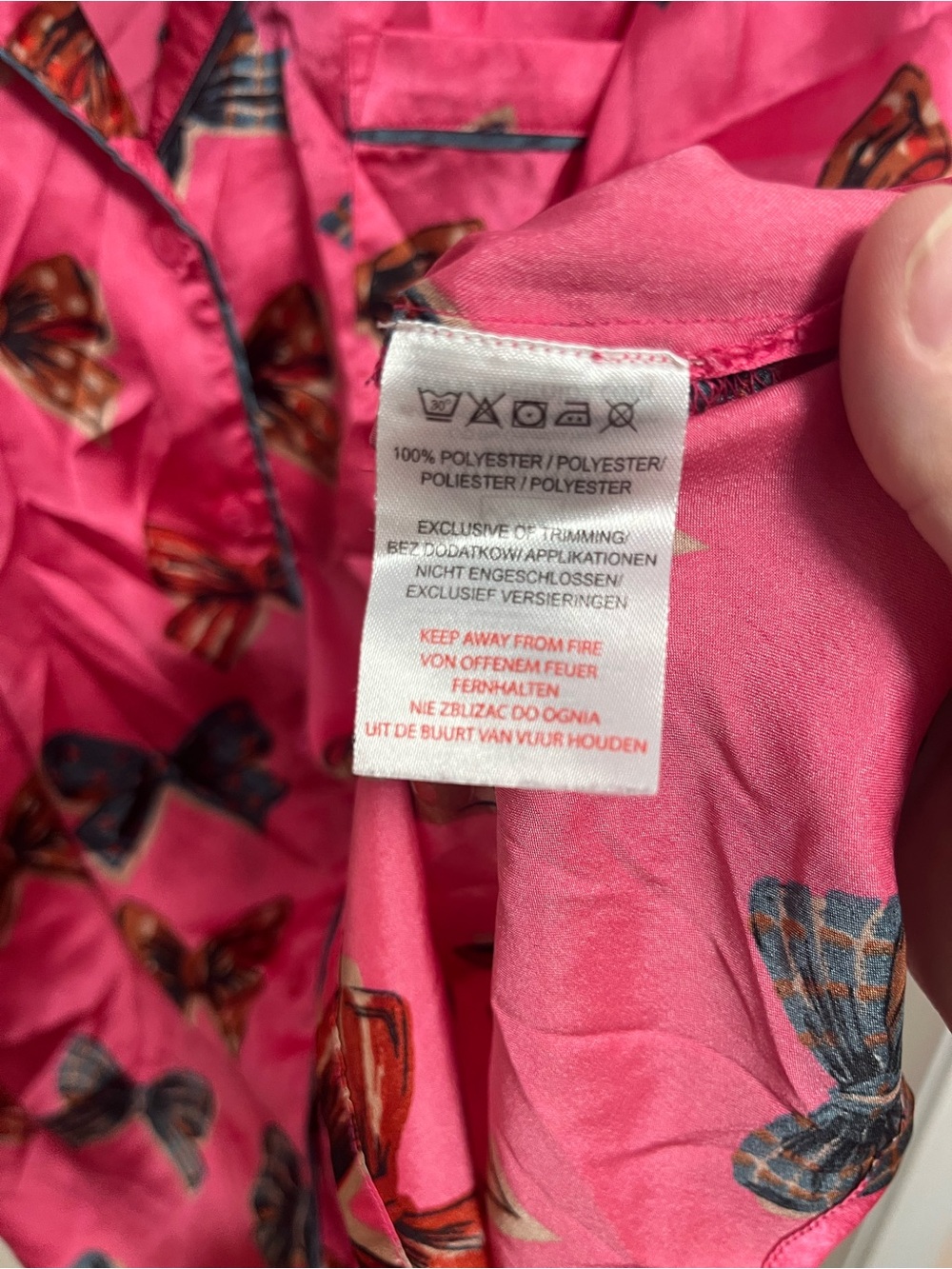 Women's Bow-Print Pajama Set in Bright Pink - Picture 6 of 10